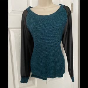 French Connection sheer sleeve shimmer sweater small